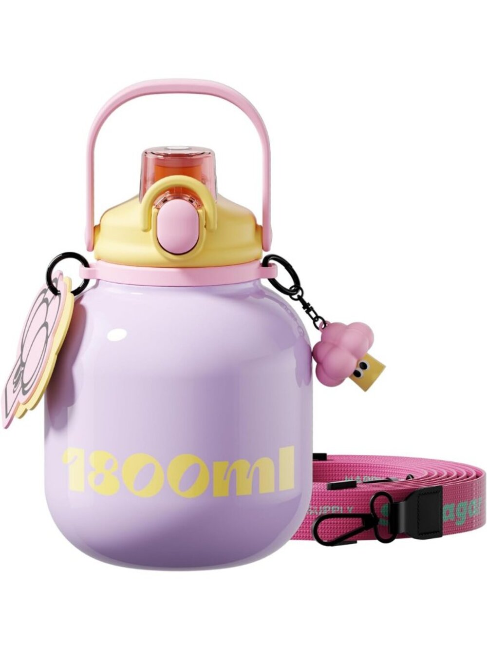 60oz Insulated Water Bottle with Handle - Durable Sports Bottle in Purple